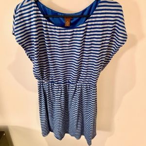 💙 Copper Key Medium Blue/Grey Striped Shirt/Dress